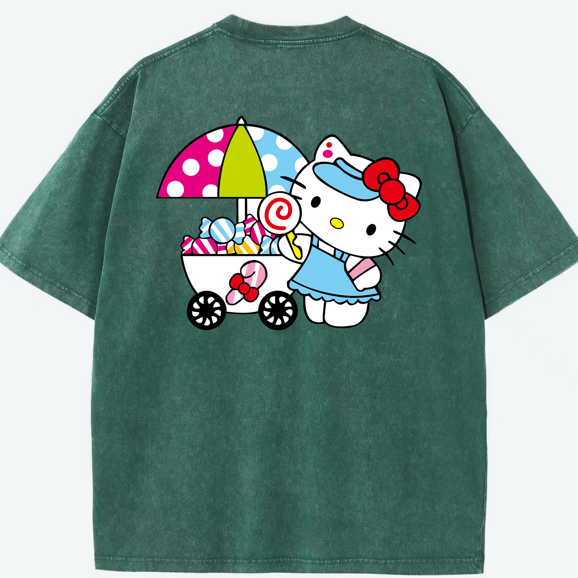 （画像用） Hello Kitty ハローキティ 綿100% ヴィンテージ風 半袖Tシャツ（背面プリント）